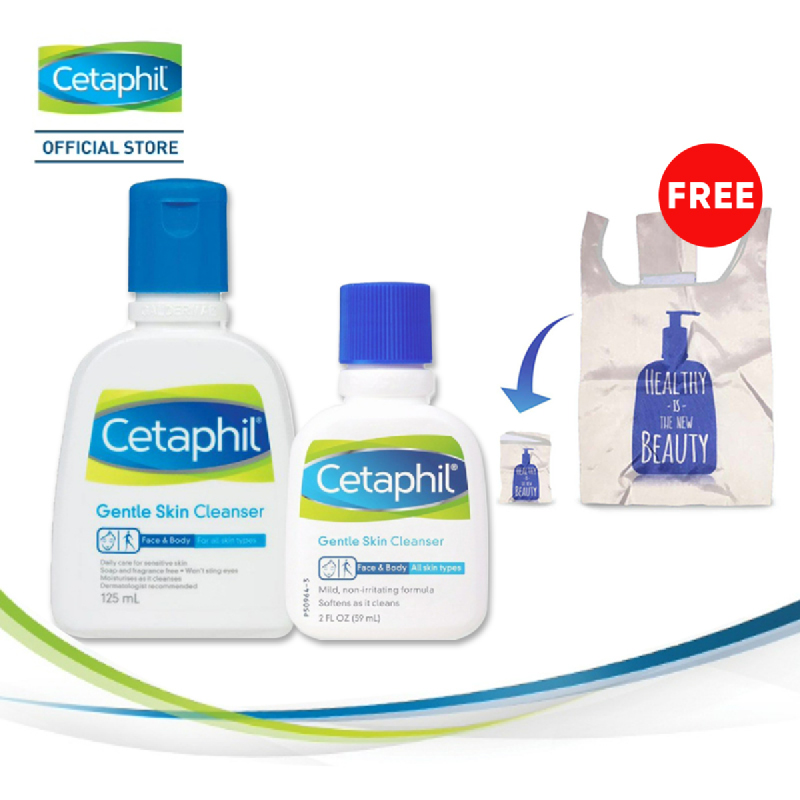 Cetaphil Gentle Skin Cleanser 125ml + 59ml (Free Eco Bag)