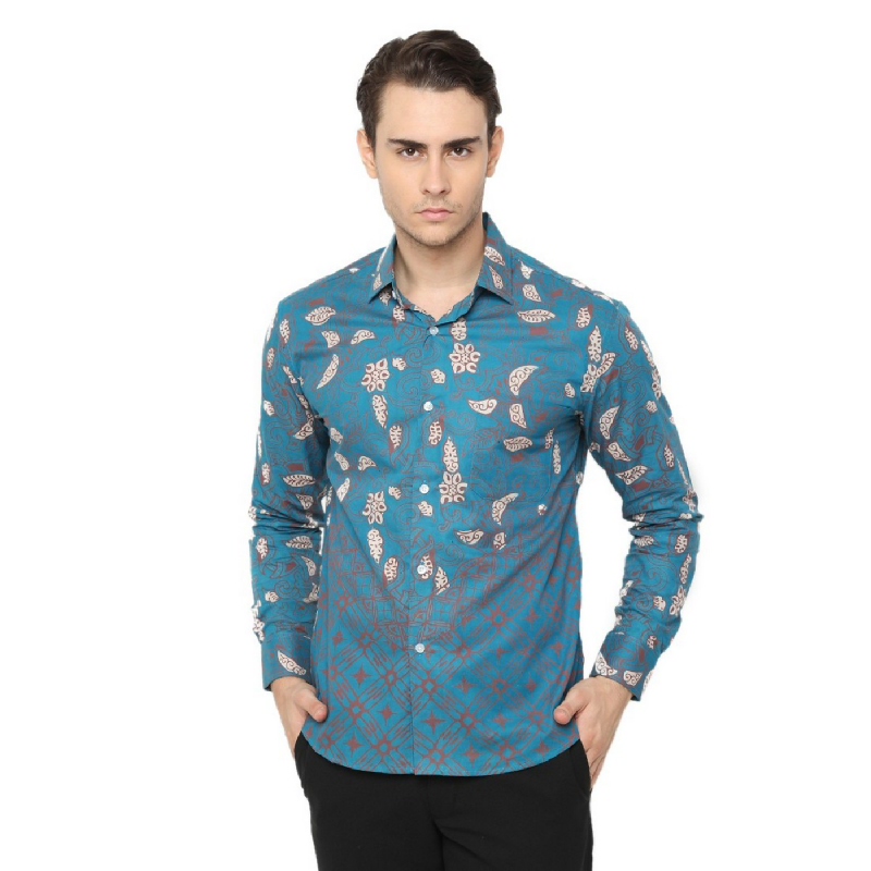 Agrapana Damiono Slim Fit Kemeja Batik Cap Lengan Panjang