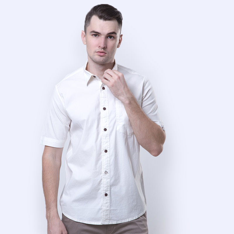 Emba Classic Hemlick Short Sleeve Shirt - White