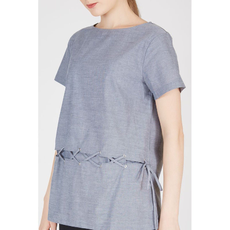 Nawa Eyelet Top Grey