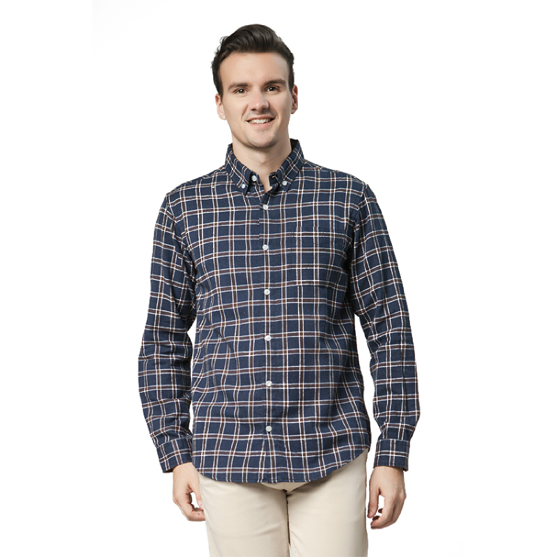 Minimal Man Kingston Flannel Shirt NAVY BROWN