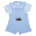 Baby Boy Dungaree With Crane Embroidery + Inner Blue Stripe