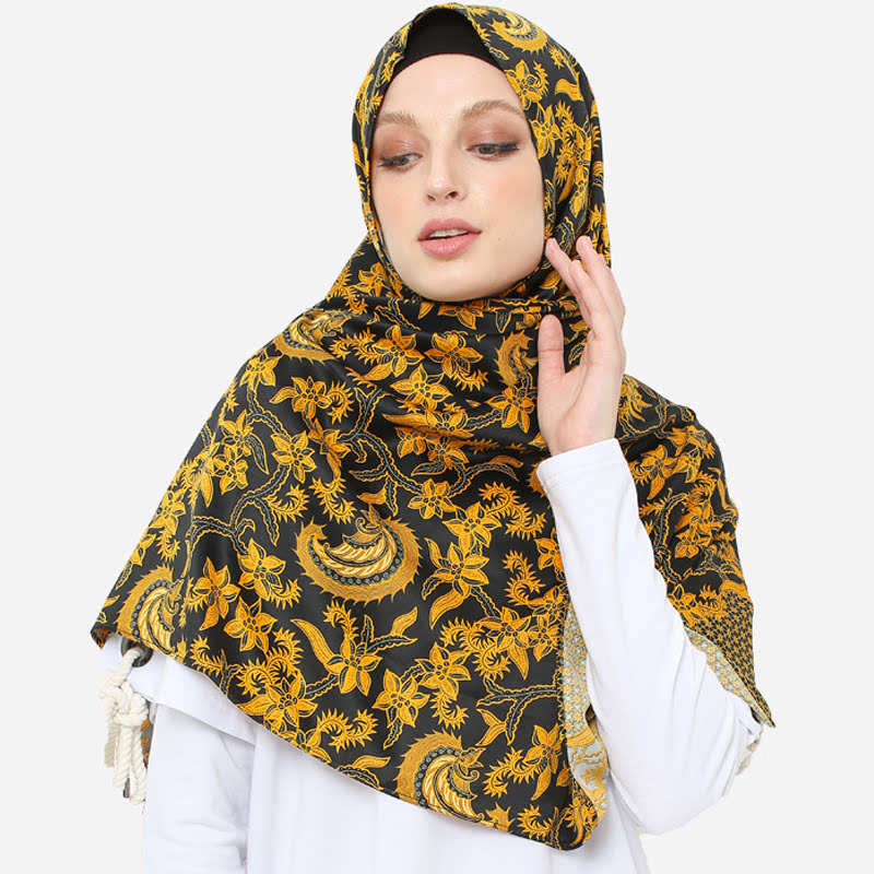 Anakara Square Headscarf Goldy Night Black