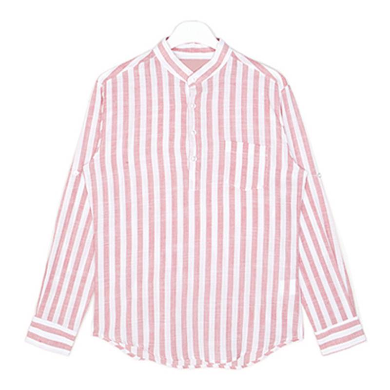 Pure Stripe Linen Shirt - Red