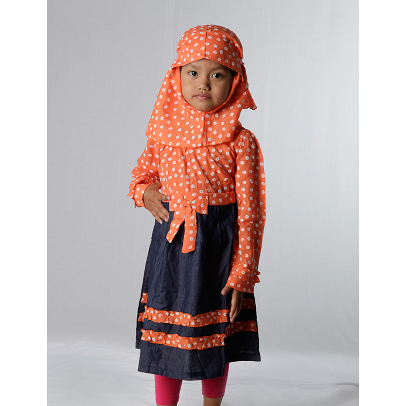 4 You Moslem Long Floral Dress Orange