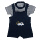 Baby Boy Dungaree With Crane Embroidery + Inner Navy Stripe