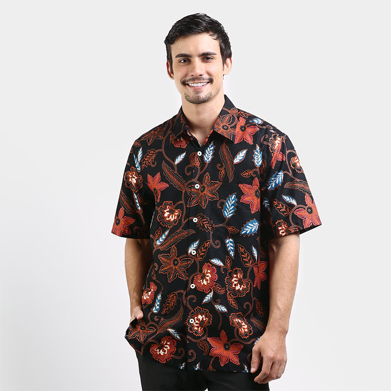 Dark Brown Batik Shirt Cotton EBSC007C1