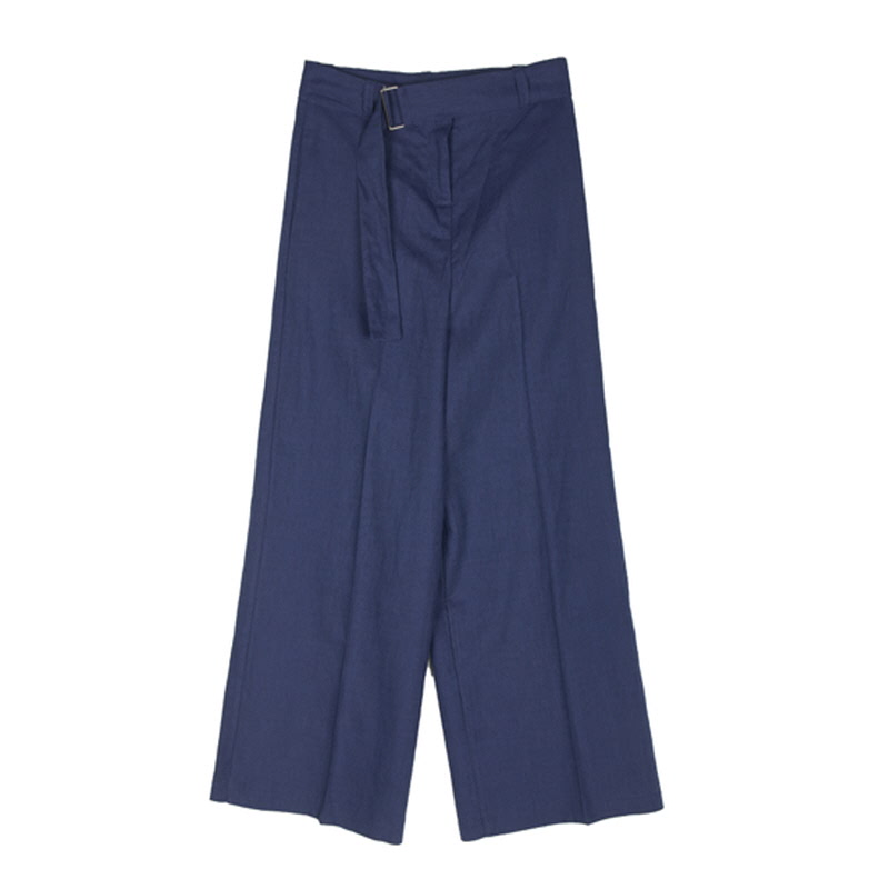 BELTED WIDE PANTS NAVY