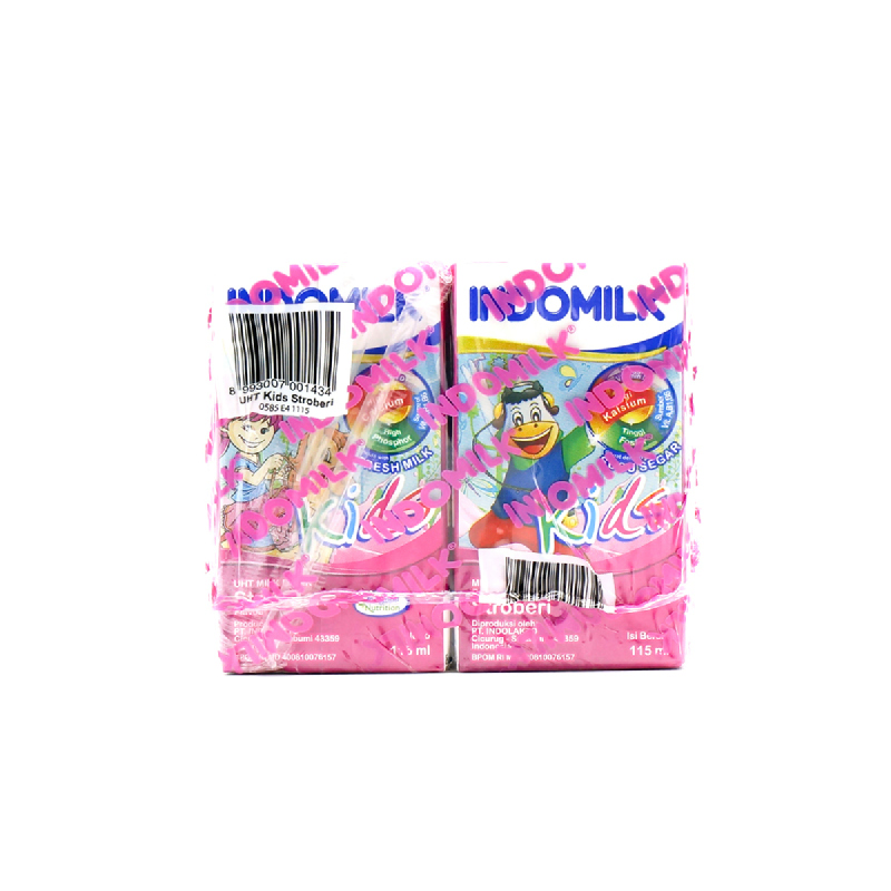 Indomilk Uht Kids Strawberry Multipack 4 X 115 Ml