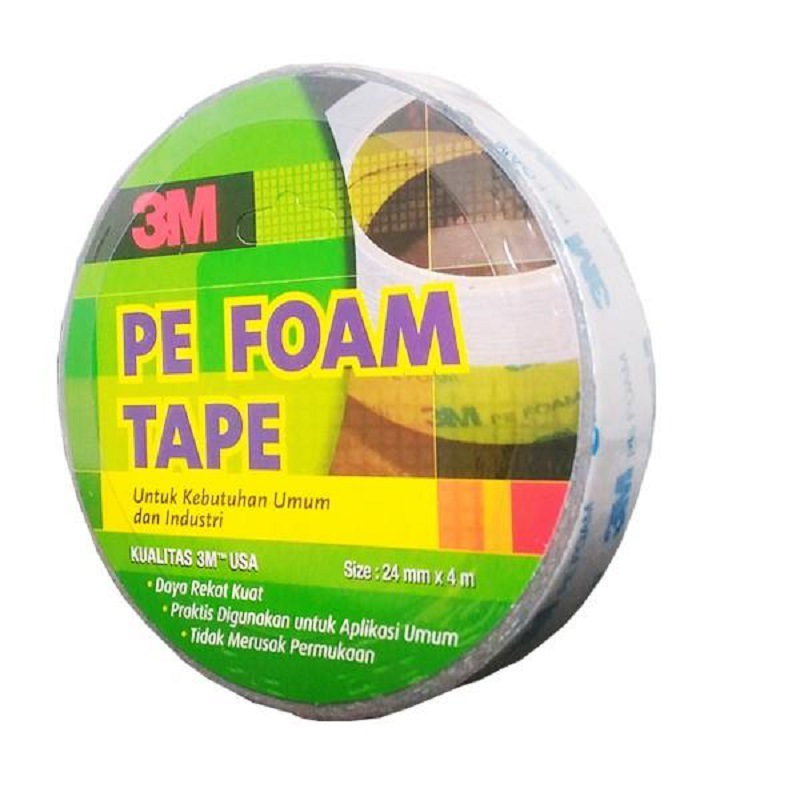 3M 1600T Double Coated PE Foam Tape (Double Tape) tebal 1.0 mm size 24 mm x 4 m