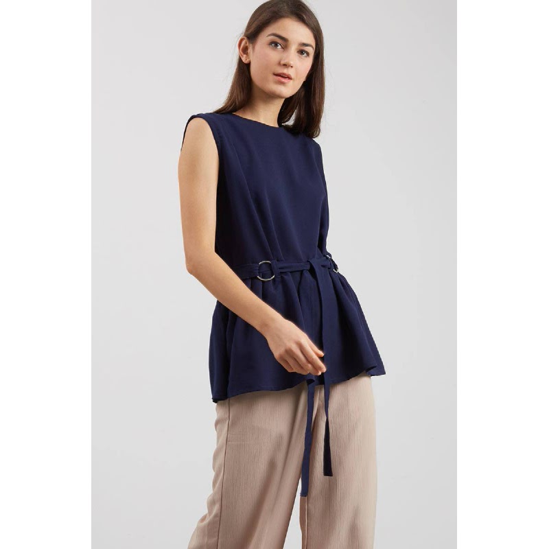 Pacey Ring Belt Top Blue