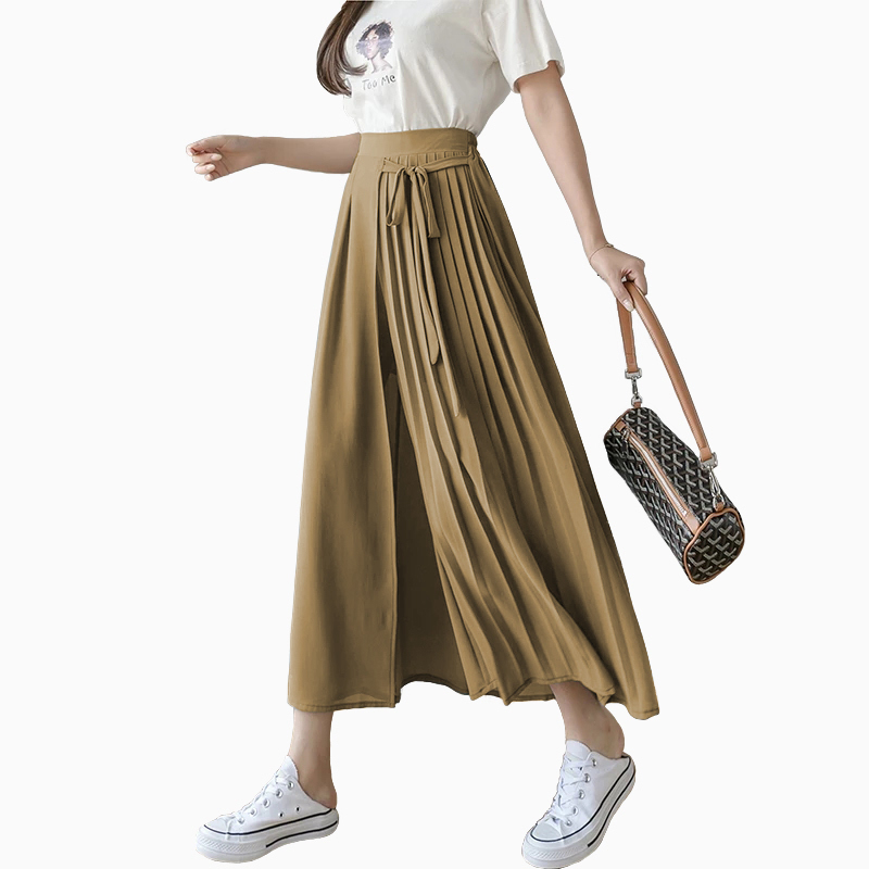 Jfashion Sunhee Celana Panjang Gaya Korea Kombinasi Sifon Wanita Dewasa Coklat