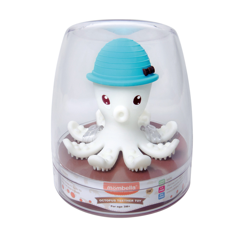 Octopus Teether Toy Doo Gigitan Bayi-Powderblue