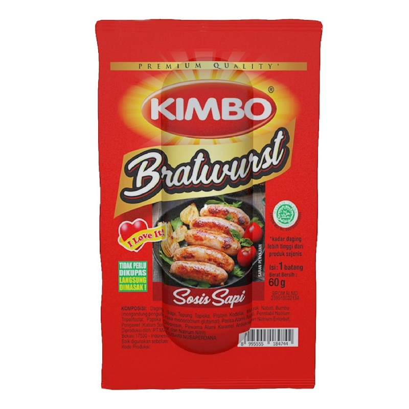 Kimbo Sosis Sapi Bratwurst Single 60 Gr iStyle