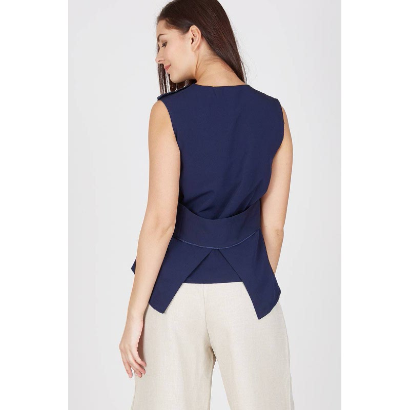 Fio Backless Top In Navy