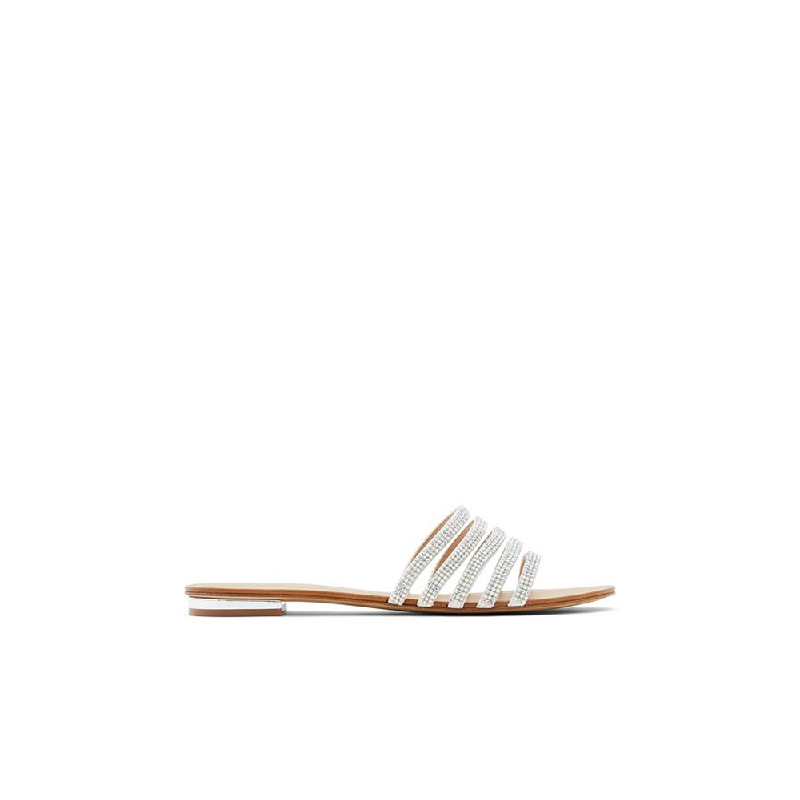 Aldo Ladies Slide Sandals Droelian-973 Silver Clear Multi