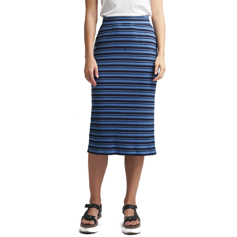 Minimal Ribbed Stripes Skirt DARK NAVY