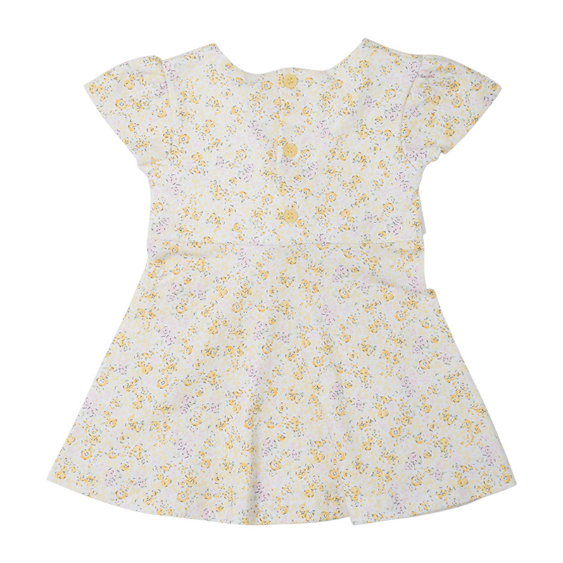 Basic Flower Dress Short Sleeve - Yellow