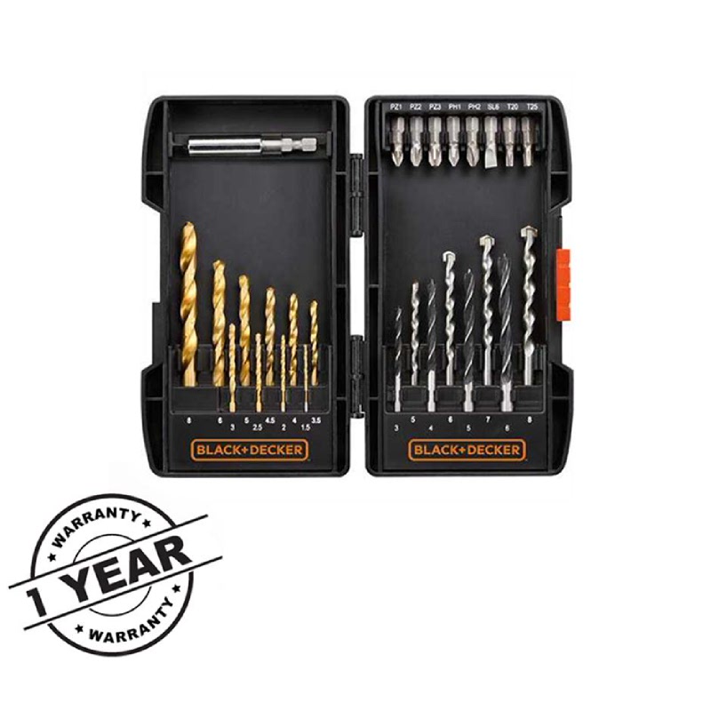 Black And Decker Mixed Drilling Set with TiN Drill Bits