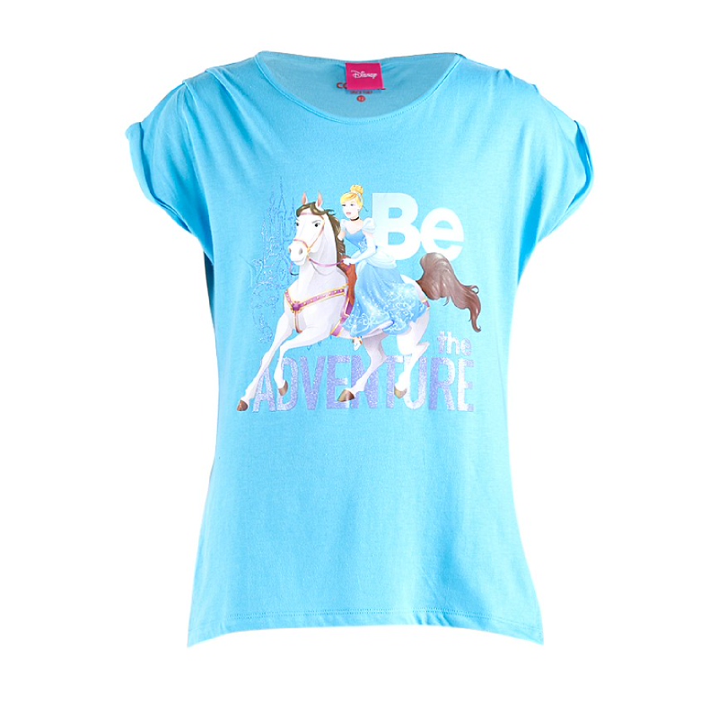 Princess Cinderella With Horse T-Shirt Girl Blue
