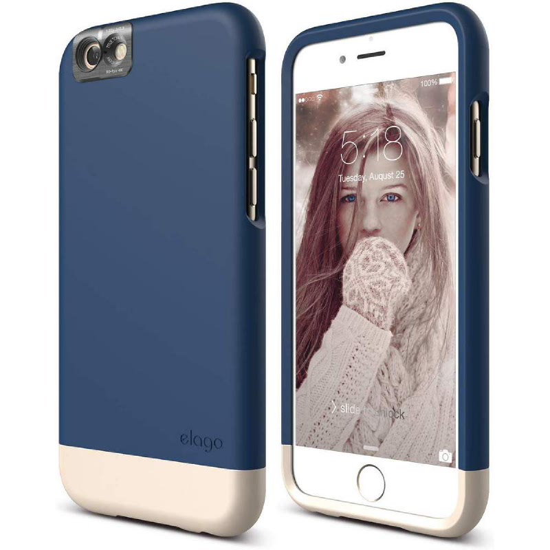 Elago Glide Cam Case for iPhone 6S - SF Jean Indigo + SF Champagne Gold