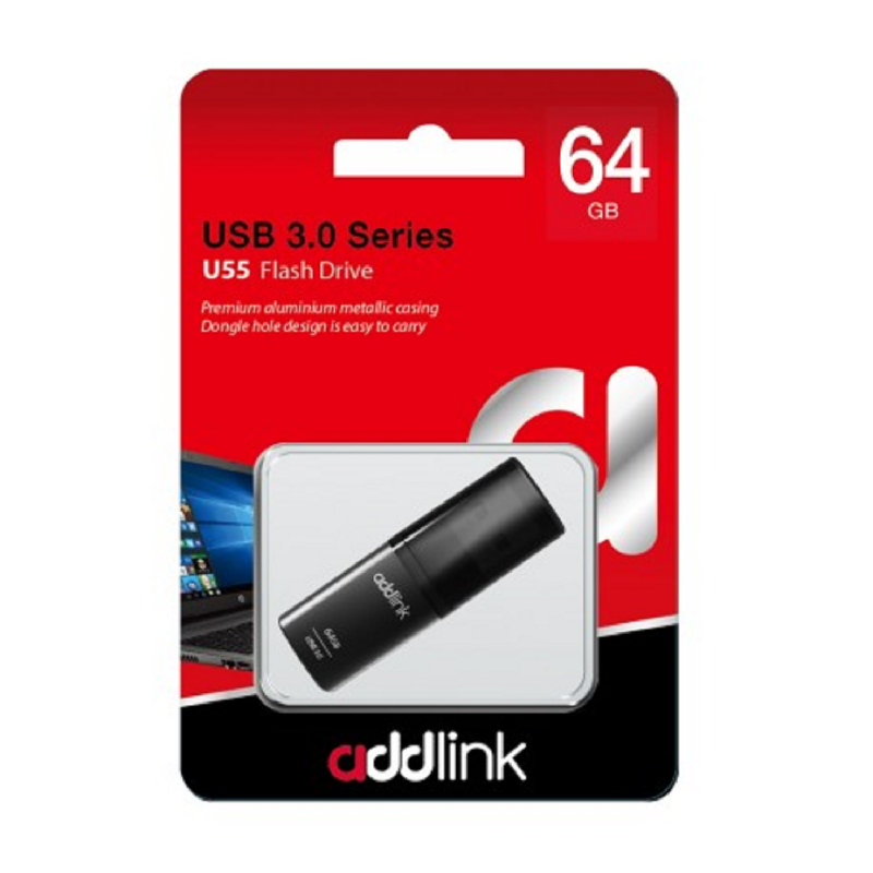 addlink PENDRIVE USB DRIVE 3.0 64GB BLACK AD64GBU55B3 1905654