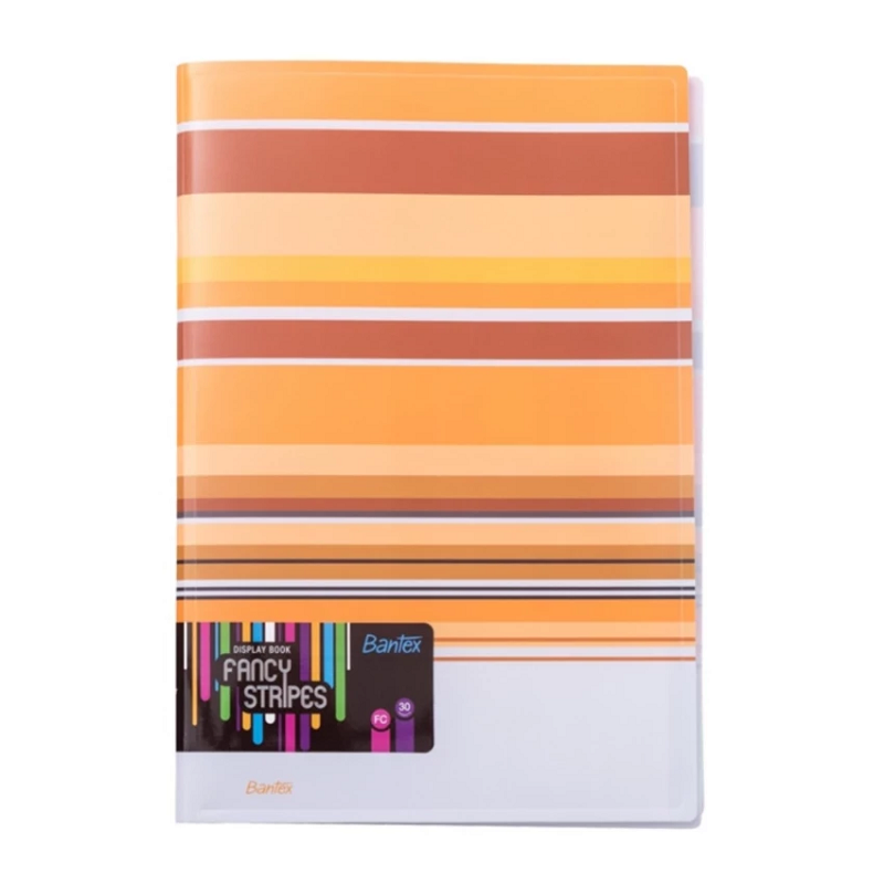 Bantex Fancy Stripe Display Book (30 Pocket) Folio Yellow -3197 06