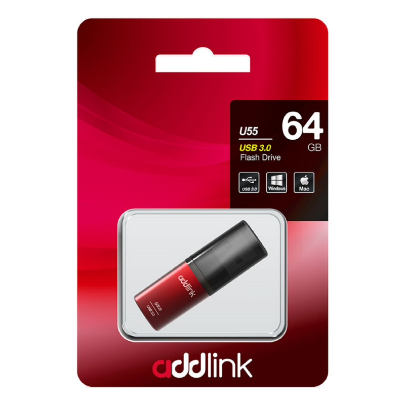 addlink PENDRIVE USB DRIVE 3.0 64GB RED AD64GBU55R3 1905655