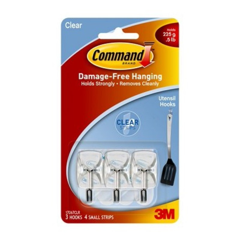 3M Command Clear Small Wire Hooks Clear 3-Hook 4 Strip 17067CLR