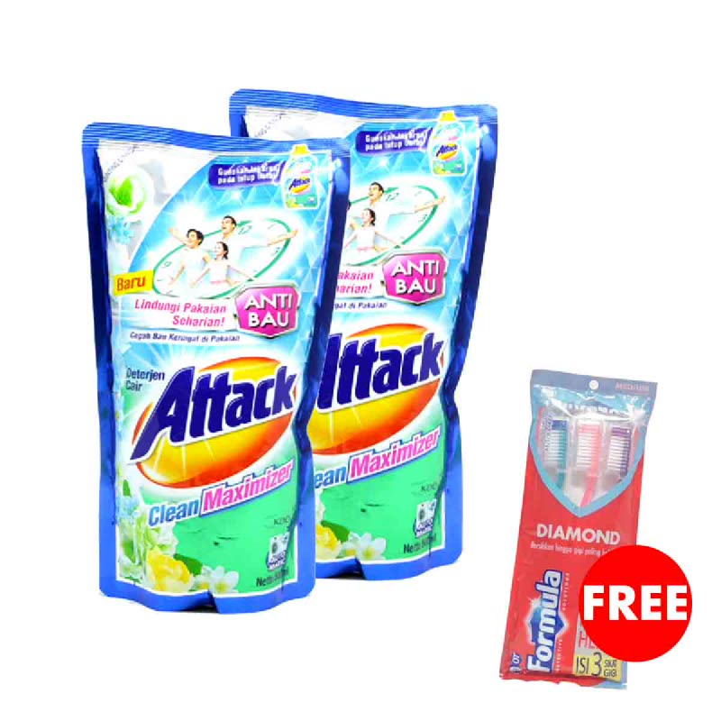 Attack Detergen Cair Clean Maximizer Pouch 800 Ml (Buy 2 Get 1 Free)