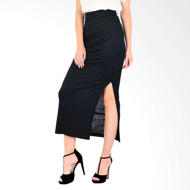 Bolzano Dot Womens Long Skirt - Black