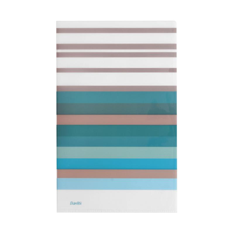Bantex Fancy Stripes L Shape Folder Folio Sky Blue -2247 23
