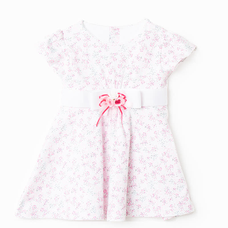 Basic Flower Dress Short Sleeve - Pink