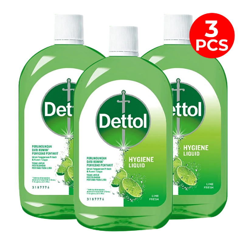 Dettol Hygiene Liquid Lime 500 Ml - Cairan Disinfektan Multifungsi ( 3Pc)