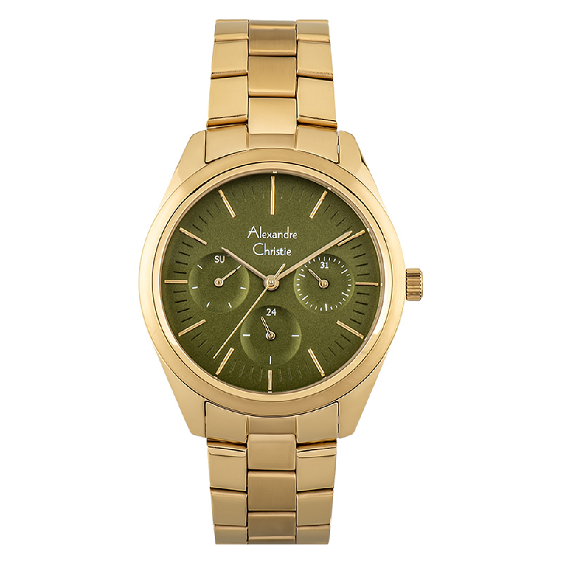 Alexandre Christie AC 2817 BF BGPGN Ladies Green Dial Gold Stainless Steel Strap