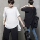 M228 Mesh Shoulder Chiffon Long Blouse Black