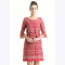 Bateeq Long Sleeve Dobby Print Dress FL011A-FW17 Red