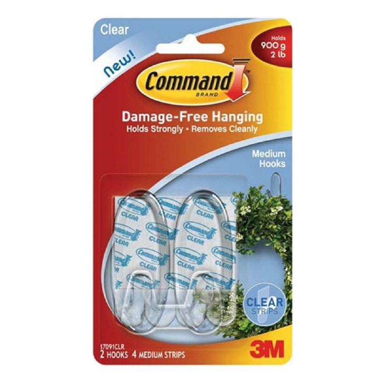 3M Command Clear Medium Hooks with Clear Strips (17091CLR)