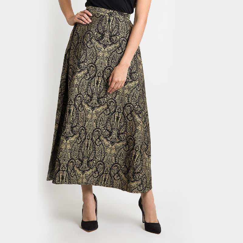 Duapola Ethnic A-line Wedges Skirt Black