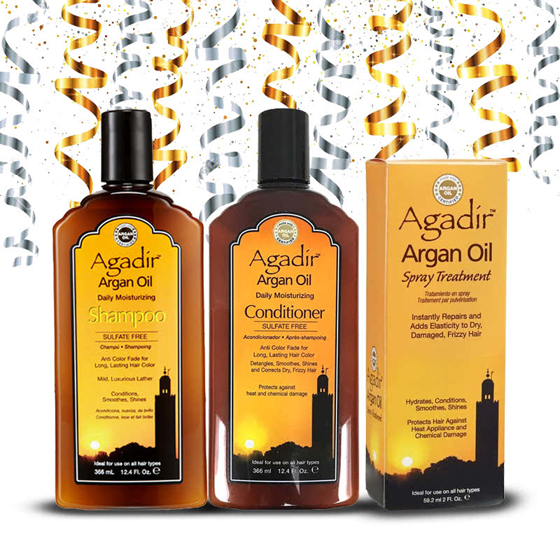 Agadir Package 5 (Daily Moisturizing Shampoo + Daily Moisturizing Conditioner + Argan Oil  Spray Treatment)