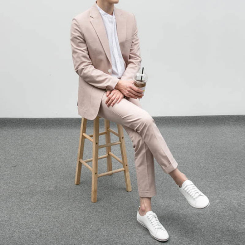 [BJ0750]Line Single Suit - Pink
