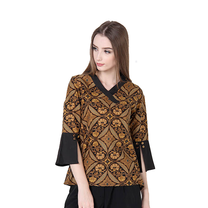 Rianty Batik Vindy Blouse Wanita Brown Istyle 