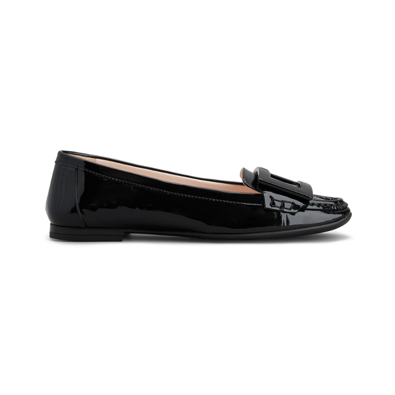 Roger Vivier Lacquered Buckle Loafers in Patent Leather Black