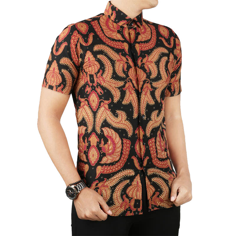 Gudang Fashion  Batik  Modern  Slim Fit Lengan Pendek Pria 