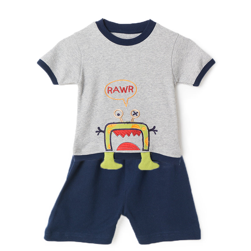 Baby Boy Rawr Tee & Short Pant Set Grey