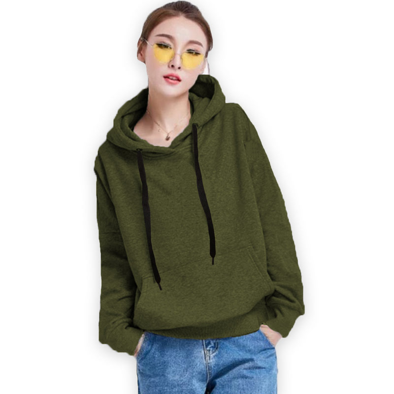 Sweater Hoodie Pria Korean Style Bahan FLEECE Green