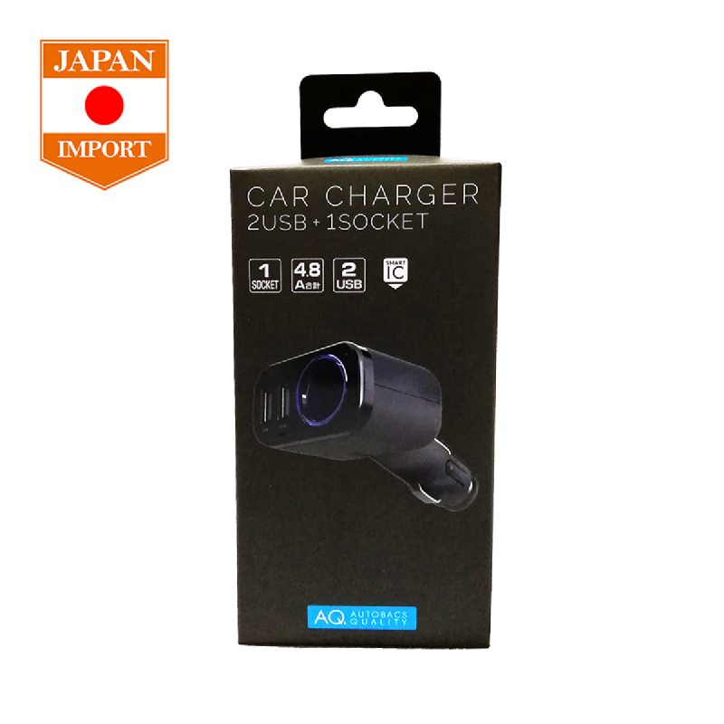 AQ Direct 2 USB 1 Cigar Socket 4.8A Charger Mobil [Japan Import] S24 Black