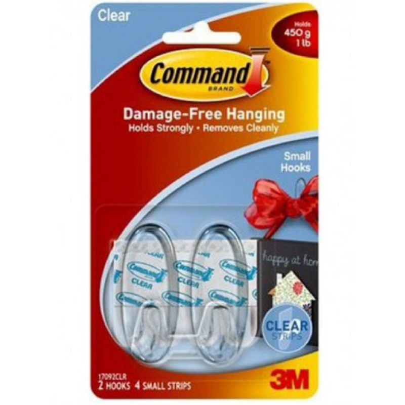 3M Command™ Clear Small Hooks Clear Strips 17092CLR - Jual Gantungan Baju Tanpa Paku dg Harga Murah