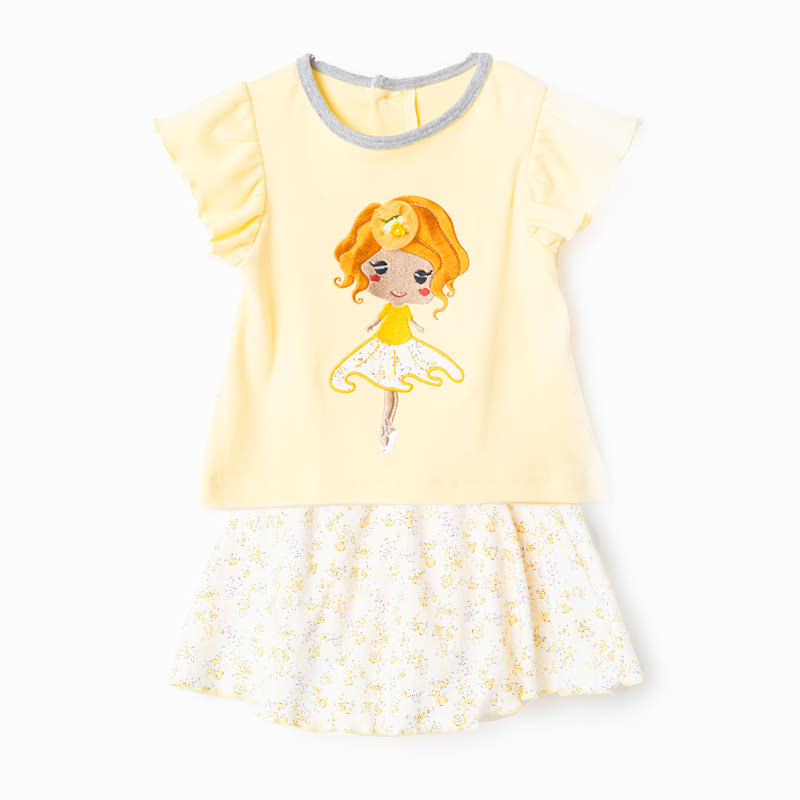 Baby Tee & Skirt Set - Flower Yellow