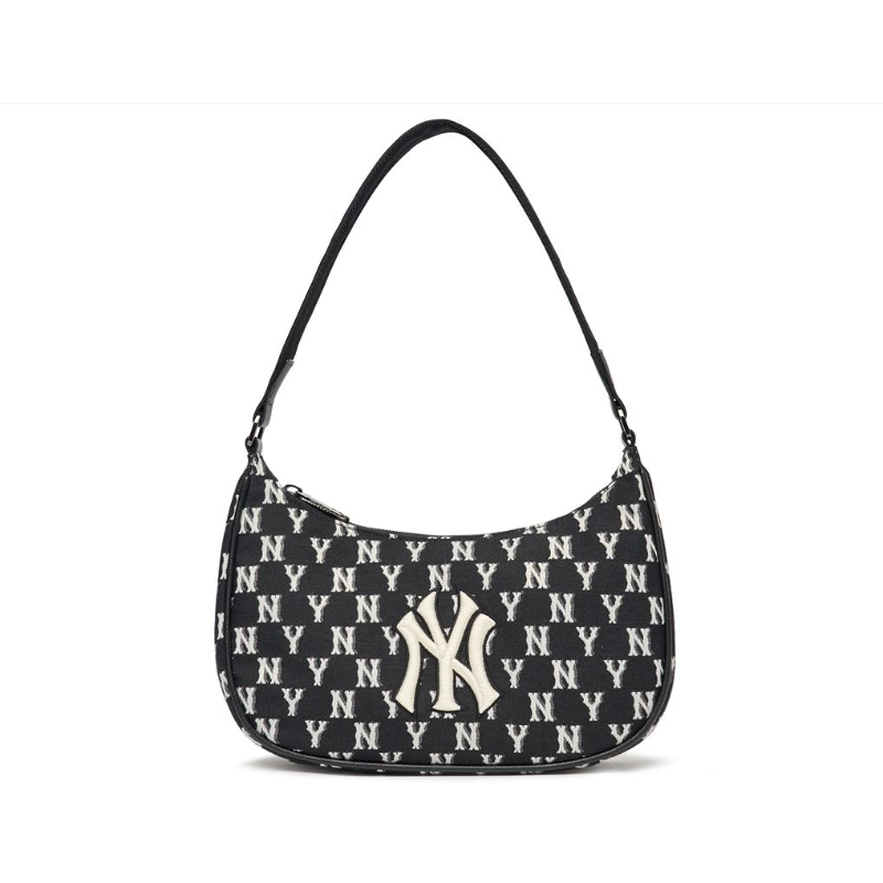 MLB Classic Monogram Jacquard Hobo Bag New York Yankees Black - RE